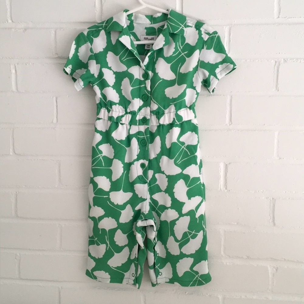 Toddler Girls Size 18 Months Summer Green and White Diane Von Furstenberg Romper